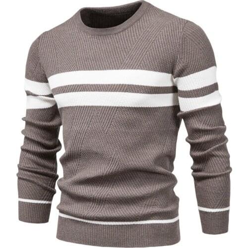 New Mens Boys Winter Stripe Sweater Thick Warm Pullovers Mens O-neck Basic Casual Slim Comfortable Sweaters