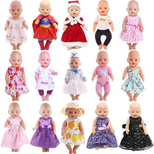 Doll Clothes 15 Styles Handmade Clothes Dress Fit 18 Inch American Doll & 43 Cm Born Doll For Generation Girl`s Toy Accessories
