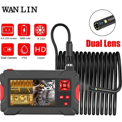 P30 Dual Camera Lens HD1080P 8MM Lens 4.3inch Screen inspection endoscope hard snake cable 2600mah IP68 waterproof borescope