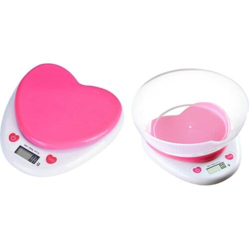 3 Kg/0.1G Portable Heart Shape Digital Kitchen Scale LCD Monitor Auto Zero for Measuring Weight Food Water Powder