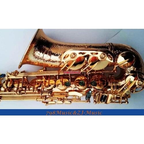 Professional Hand Hammered Gold Plated Alto Saxophone Reversed Neck Great Sound