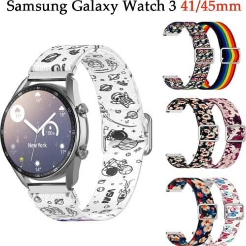 20mm Flower Printing Strap For Samsung Galaxy Watch 3 41mm Bracelet 22mm Watchband For Galaxy Watch 46mm Gear S3 Amazfit Bip GTS