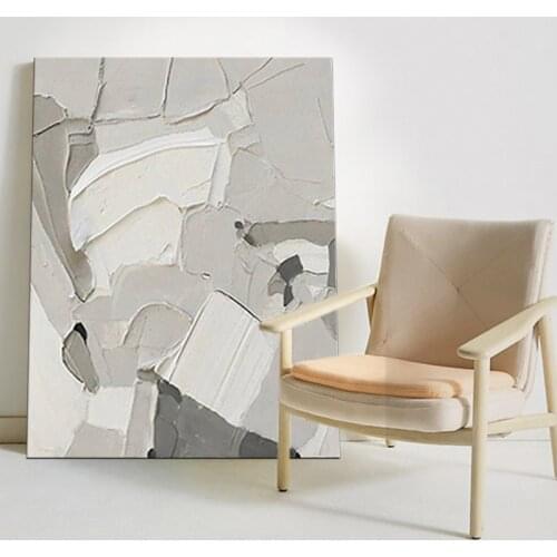 Hand-Painted Minimalist Decorative Painting Wall Nordic Gray Texture Mural Light Luxury Modern Oil Painting