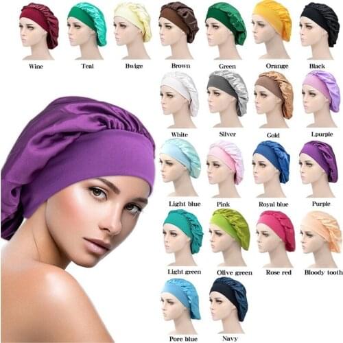 Women Hats New Wide Brimmed Solid Color Nightcap Womens Fashion Elastic Hair Care Cap Tinted Chemotherapy Cap Washing Cap 449