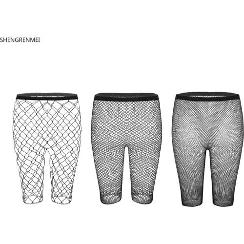 SHENGRENMEI Black Pantyhose Fishnet Short Tights for Mens Male Underwear Sexy Lingerie Net Stocking Men Panty Hose Body Tight
