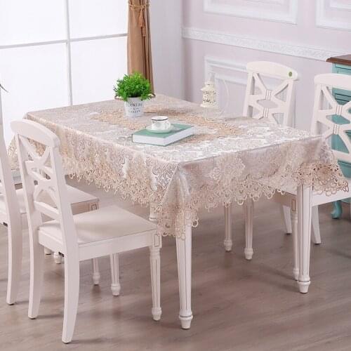 Nina European embroidered tablecloth wholesale lace cloth art tea table cloth dressing table cover crochet lace tablecloth