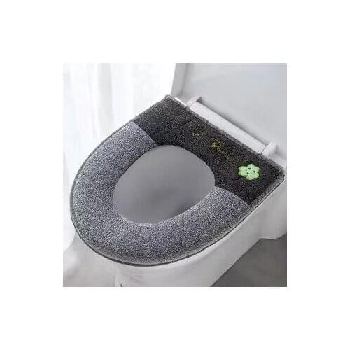Luminous toilet seat cover with zipper, washable standard toilet seat cover with handle, soft and thick bathroom warm seat (elli