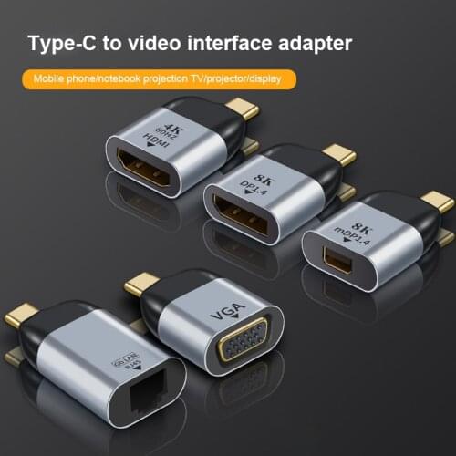 Type-C To HDMI-compatible/VGA/DP/RJ45/Mini DP HD Video Converter 4K 60Hz For MacBook Huawei Mate 30 USB-C HUB Type C Adapter