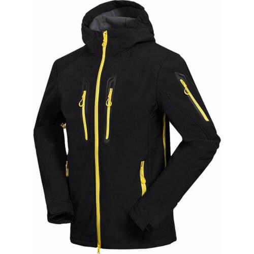 Outdoor Mens Soft shell jacket windproof Hiking jacket breathable fleece Lined Softshell coat Mountain climbing trekking wear