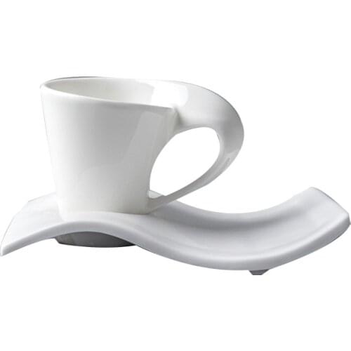 Wave-Shaped Coffee Cup Coffee Shop Pure White Coffee Cup Gift Cup
