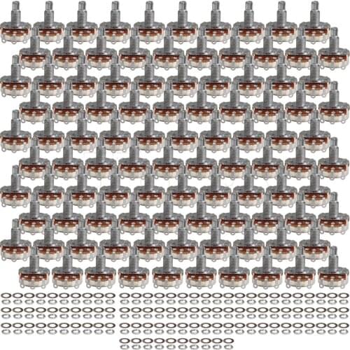 Yibuy Chrome Electric Guitar Bass Audio Volume Pots Potentiometer B500K Coil Tap 18mm Long Split Shaft Pack of 100