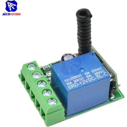 Diymore 315MHz / 433MHz 1 Channel Wireless RF Relay Module Remote Control Receiver Board DC 12V for Arduino MCU