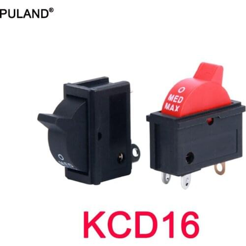 1 Pcs KCD16 Wind Speed Control Button Rocker Switch 3 Positions 3Pin SPDT Switch For Hair dryer 10A 250V Black Red