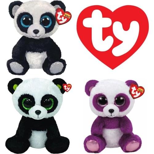 15cm Ty Big Glitter Eyes Bamboos The Panda Plush Regular Soft Stuffed Peas Plush Animal Collection Doll Boy Girl Birthday Gift