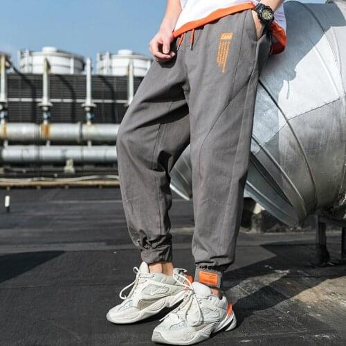 2021 Spring Harlan Loose Casual Velcro Strapping Pants Tide Brand Overalls Mens Hip Hop Clothing Sweatpants Japanese Streetwear