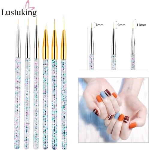 3pcs Acrylic French Stripe Nail Brushes Nail Art Tool 3d Tips Brush For Nail Design Ultra-thin Liner Drawing Pen Painting Tools