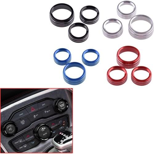CITALL 3Pcs AC CD Volume Switch Button Ring Knob Trim fit for Dodge Durango Ram Challenger Charger Chrysler 300