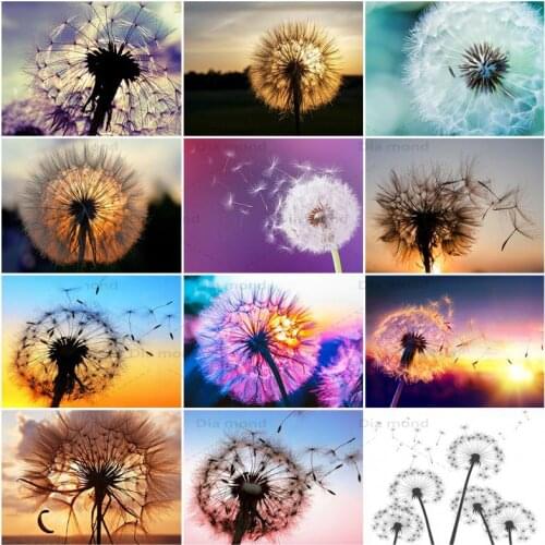 5D DIY Full Square/Round Diamond Painting Dandelion Picture Sunset Landscape Diamond Embroidery Rhinestone Home Decoration