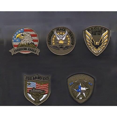 American Elements Eagle Five-pointed Star Tactical Vest Velcro Embroidery Patch Military Badge Clothing Backpack Hat Decorationn