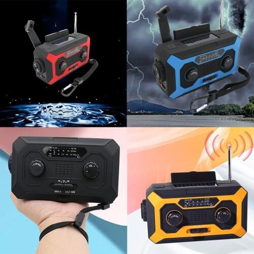 Emergency Radio 2000mAh Hand Crank Weather Alert NOAA/AM/FM Portable Radio with LED Flashlight USB Cell Phone Power Charger