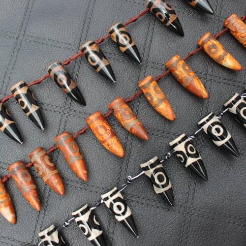 3eyes Dzi Ag-ate Beads , 12-13X37-40mm Tigers' Teeth shape 10pcs per strand , For DIY Jewelry Making, pendant,necklace