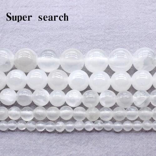 Chalcedony white Natural stripe Stone Beads For Jewelry Making DIY Bracelet Necklace Eardrop 4 6 8 10 12MM Strand Round beads