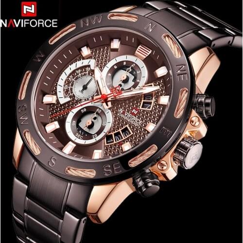 NAVIFORCE Men Watches 2019 Luxury Brand Stainless Steel Fashion Business Mens Watch Wristwatch Man Clock Waterproof 30M Relojes