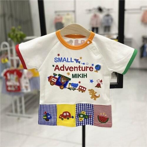 Kids Short Sleeve T-shirt Summer New Baby Girls Boys Casual Letter Print Cotton T Shirts 2-7 Y Toddler Cartoon Train Animal Tops