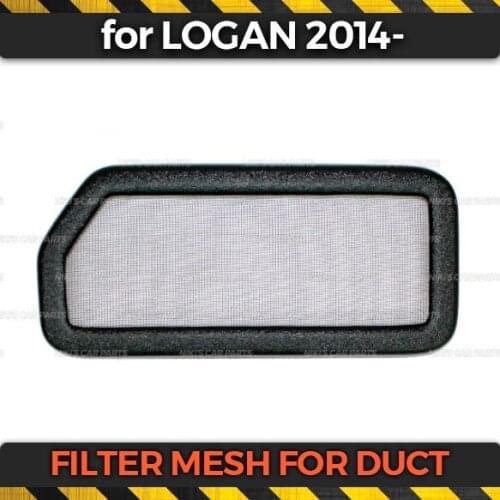 Filter mesh under jabot for Renault Logan 2014- on duct plastic ABS protection embossed function car styling accessories