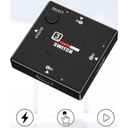 HDMI-compatible switch 3 input 1 Output Switcher Splitter Box Selector for HDTV 1080P Video Switch AUTO Switcher HUB Box Cable
