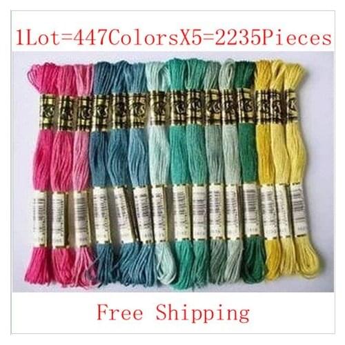 Best Quality Cotton Knitted Wire Cross Stitch Thread 1Lot=2235Pieces=447ColorsX5Sets Similar DMC Knitting Spiraea Free Shipping