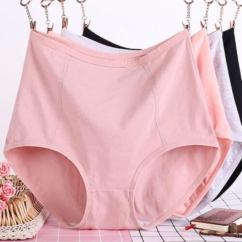 XL-6XL Plus Size Panties For Women Lingerie High Waist Womens Underwear Cotton Briefs Underpants Solid Female Intimates