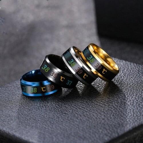 KSRA Fashion New Smart Temperature Couple Ring Party Trendy Mood Temperature Display Variety Ring For Women