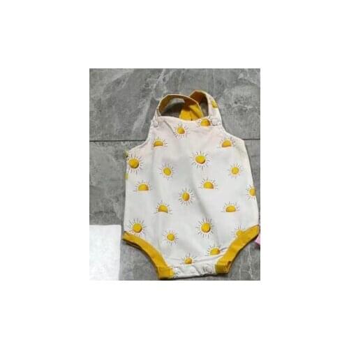 Newborn Summer Sleeveless Romper, Toddler Sun/Rainbow/Shark Print Boat Neck Playsuit