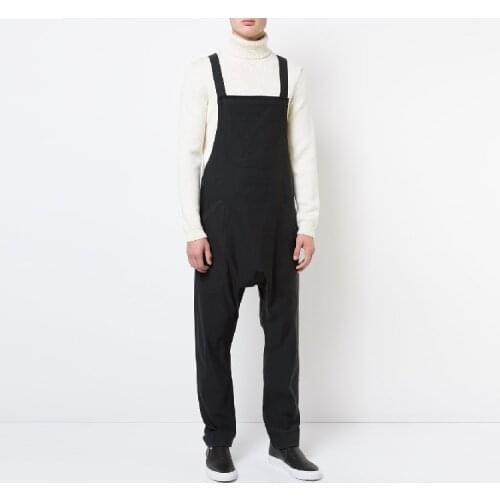 Summer Spring New Style Overalls Mens Casual Bib Pants Loose Harem Pants Low Crotch Trousers Hairstylist Rompers