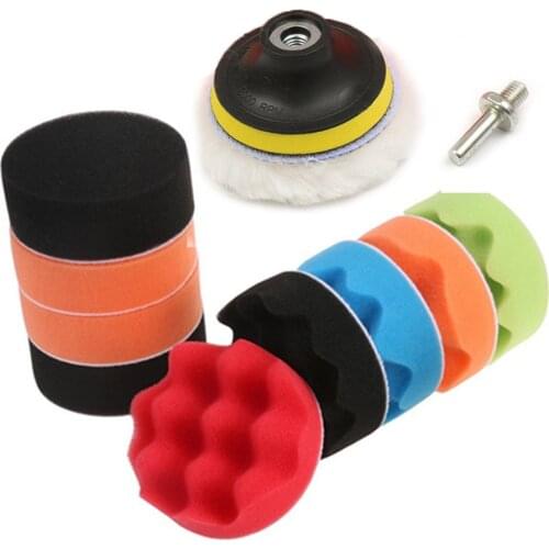 11Pcs 3 inch Polishing sponge wheel Auto Car Polishing pad Kit for Car Polisher + Drill Adaptor M10 Power Tools accessories