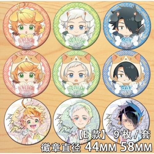 Anime The Promised Neverland Norman Emma Ray Figure 4599 Badges Round Brooch Pin Gifts Kids Collection Toy