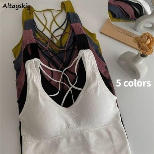 Camis Women Backless Sexy 5 Colors Summer Design Crop Tops Ladies Korean Style Chic Hot Sale Slim Soft Simple Solid All-match