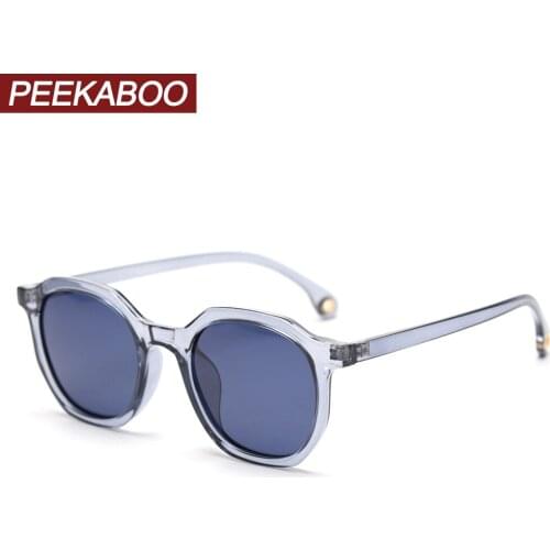 Peekaboo korean style tr90 sunglasses men polarized polygon black fashion sun glasses for women uv400 gift items brown gray