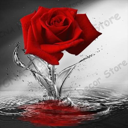 Household Floral Full Red Rose Mosaic Drill Resin 5D Diy Embroidery Diamond Painting 3D Cross Stitch Kit Wedding Decorations