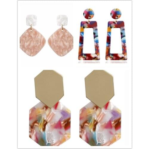 30Pairs/lot Women Earrings Set Statement Geometric Pendant Trend Fashion Jewelry Drop Hanging Dangle Earring Charm Colorful