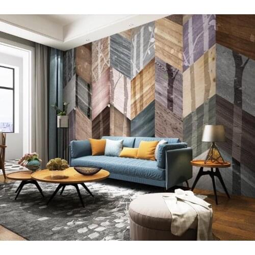 Wall paper 3d mural custom bedroom living room Simple abstract wood plank wood grain TV sofa background wall 3D Wallpaper murals