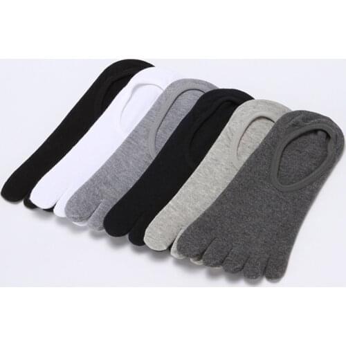 3Pairs/lot New Summer Mens Socks Cotton invisible Boat Socks thin Non-slip silicone anti-off with Breathable five-finger Socks