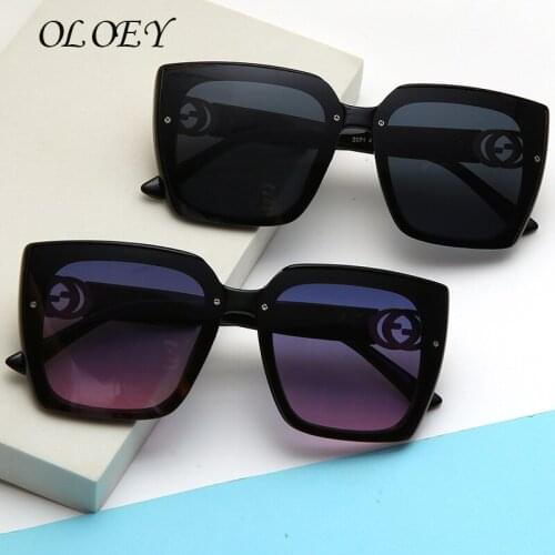 New UV Protection Ladies Sunglasses Fashion Big Metal Frame Square Glasses Lunette De Soleil Femme Marque De Luxe