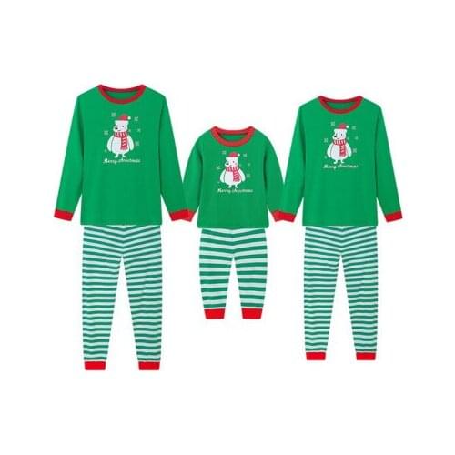 New Christmas Snowman The Autumn And Winter Suit Casual Christmas Hoodie Striped Bear Print Home Wear Pajamas Parent-child Wear