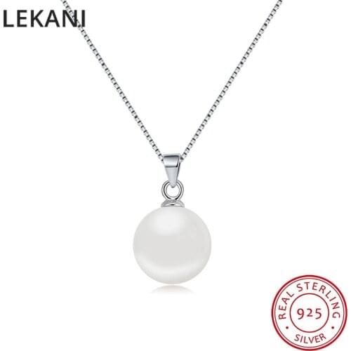 Classic Pearl Pendant Necklace Crystals From Swarovski Simple Trendy Collars Real S925 Silver Fine Jewelry For Women Girls 8MM