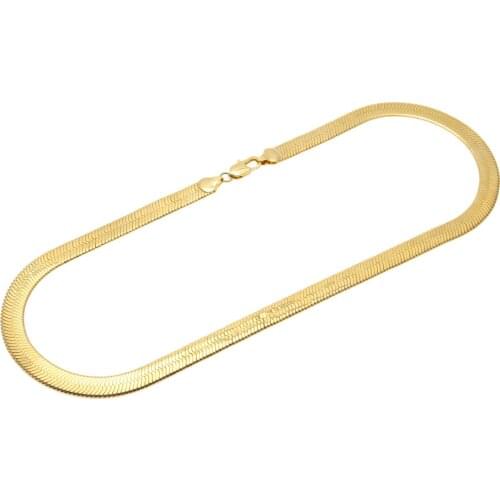 Men hiphop Stainless Steel Gold Color Flat Snake Chain Women Jewelry necklace