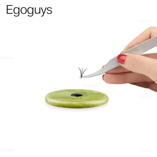 Round Jade Stone Eyelash Extension Glue Pallet Nail Color Palette Emerald Adhesive Stand Holder Polish Plate Pad False Lash Base