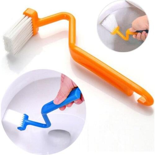 Portable Toilet Brush Scrubber V-type Cleaner Clean Brush Bent Bowl Handle