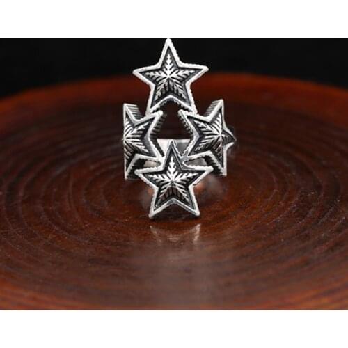 925 STERLING SILVER star hiphop punk RING jewelry Men gift A5747